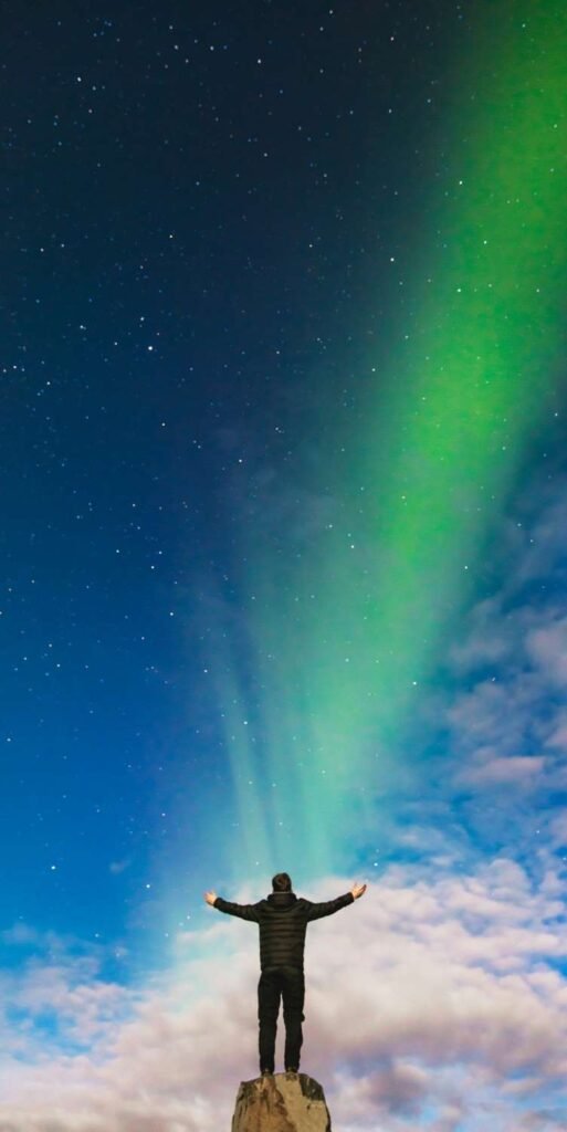 celebrating success look up to the stars feeling higher power