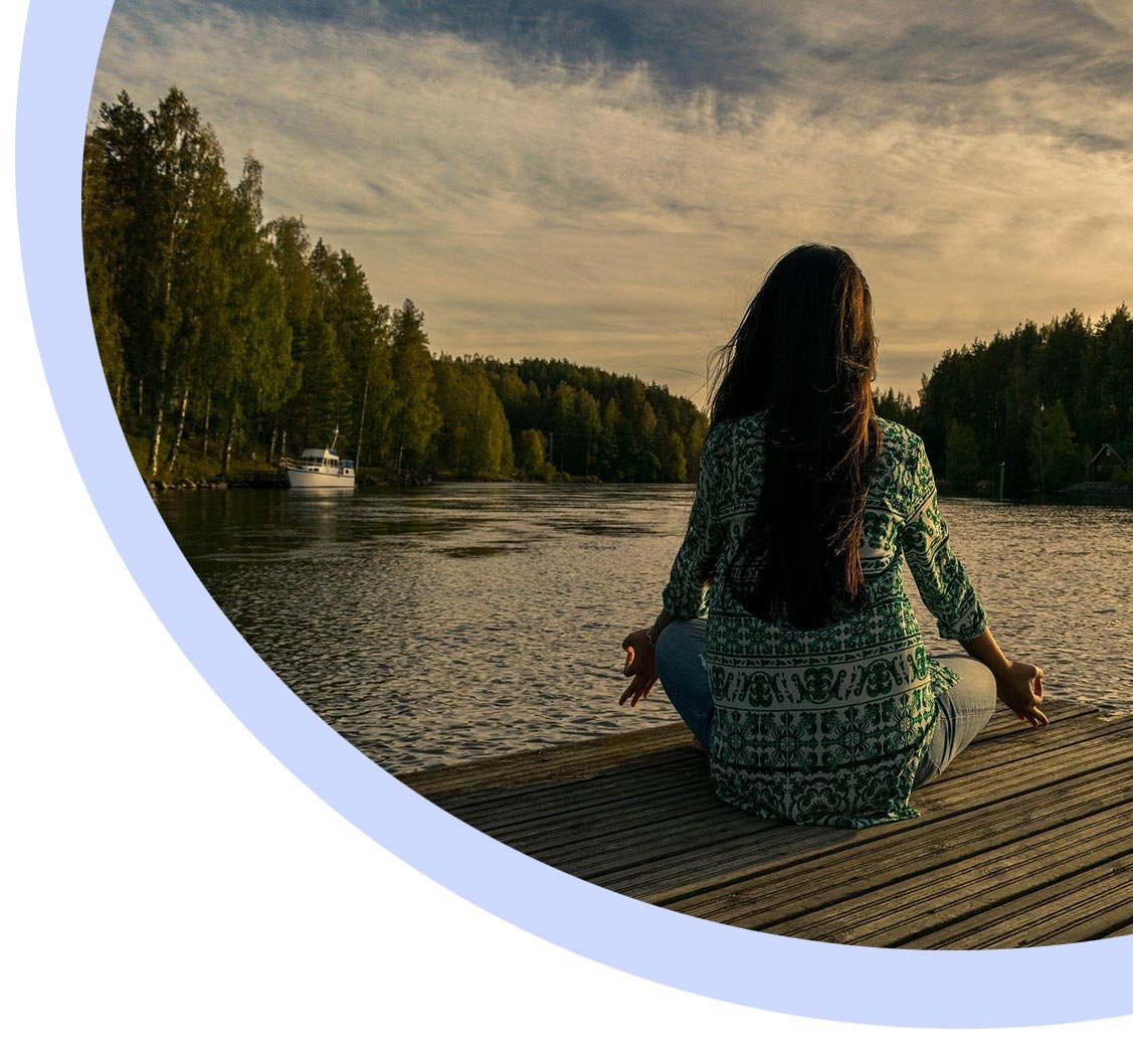 QuarterCircle-WomenMeditatingAtLake